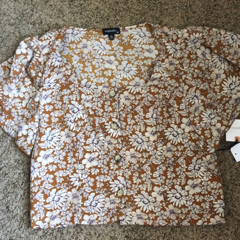 Originality Crop Butterfly Sleeve Blouse